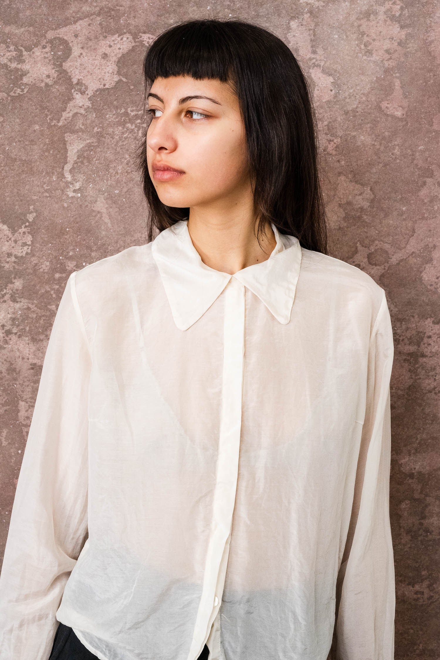 secret button shirt silk cotton voile