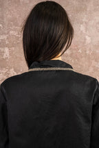 embroidered collar shirt silk cotton croccante