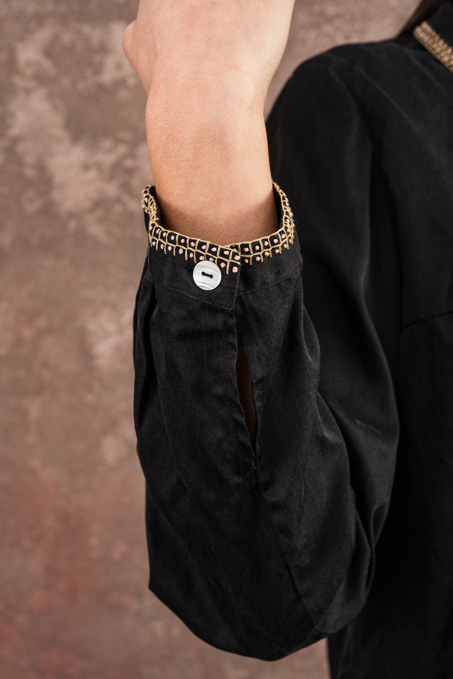 embroidered collar shirt silk cotton croccante