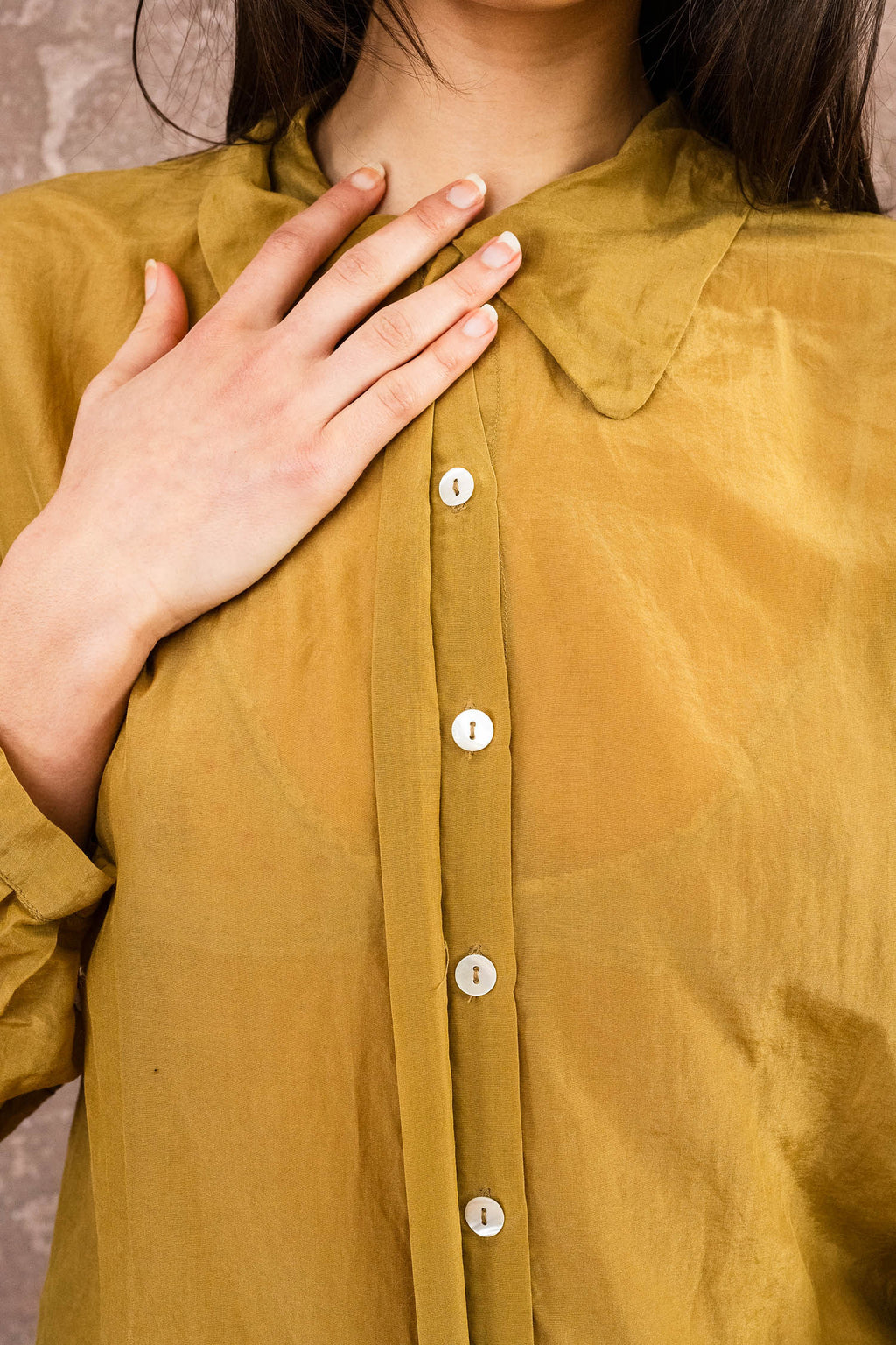 secret button shirt silk cotton voile