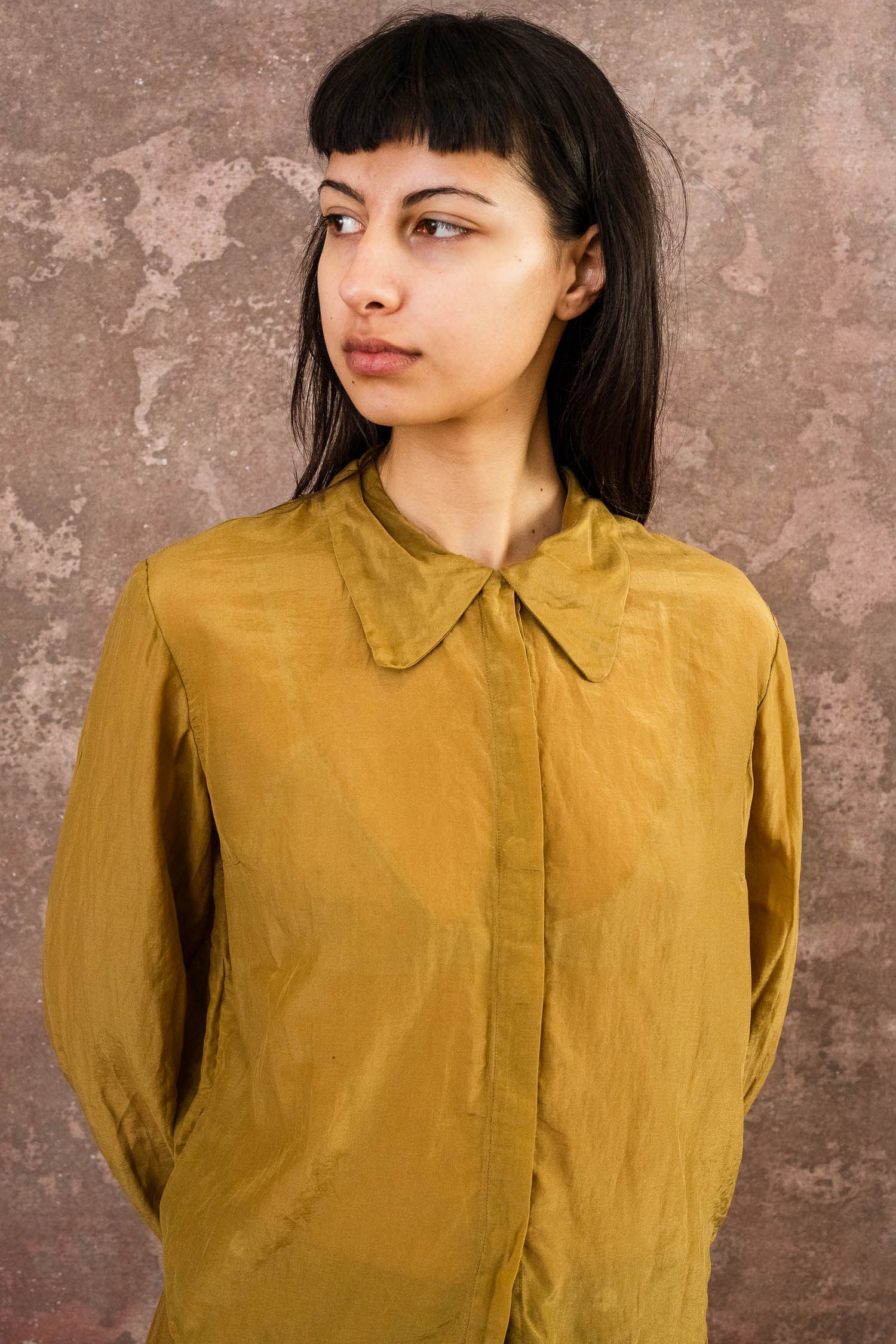 secret button shirt silk cotton voile