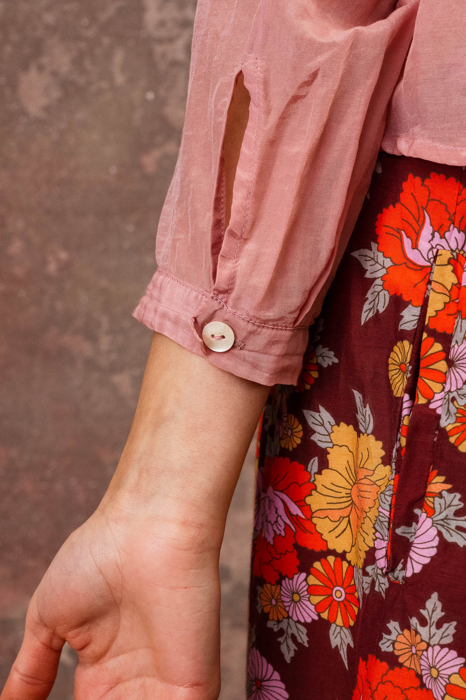 secret button shirt silk cotton voile