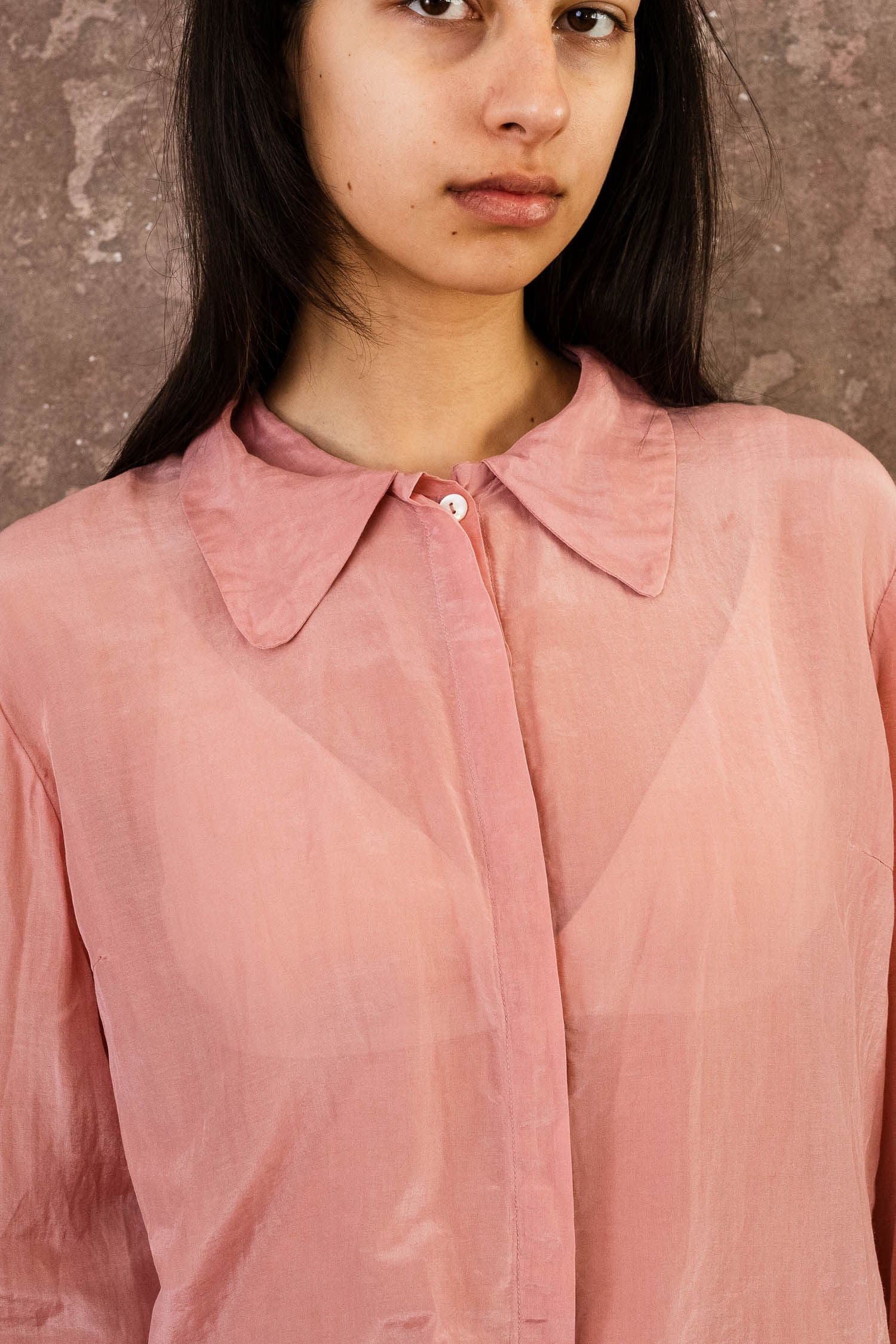 secret button shirt silk cotton voile