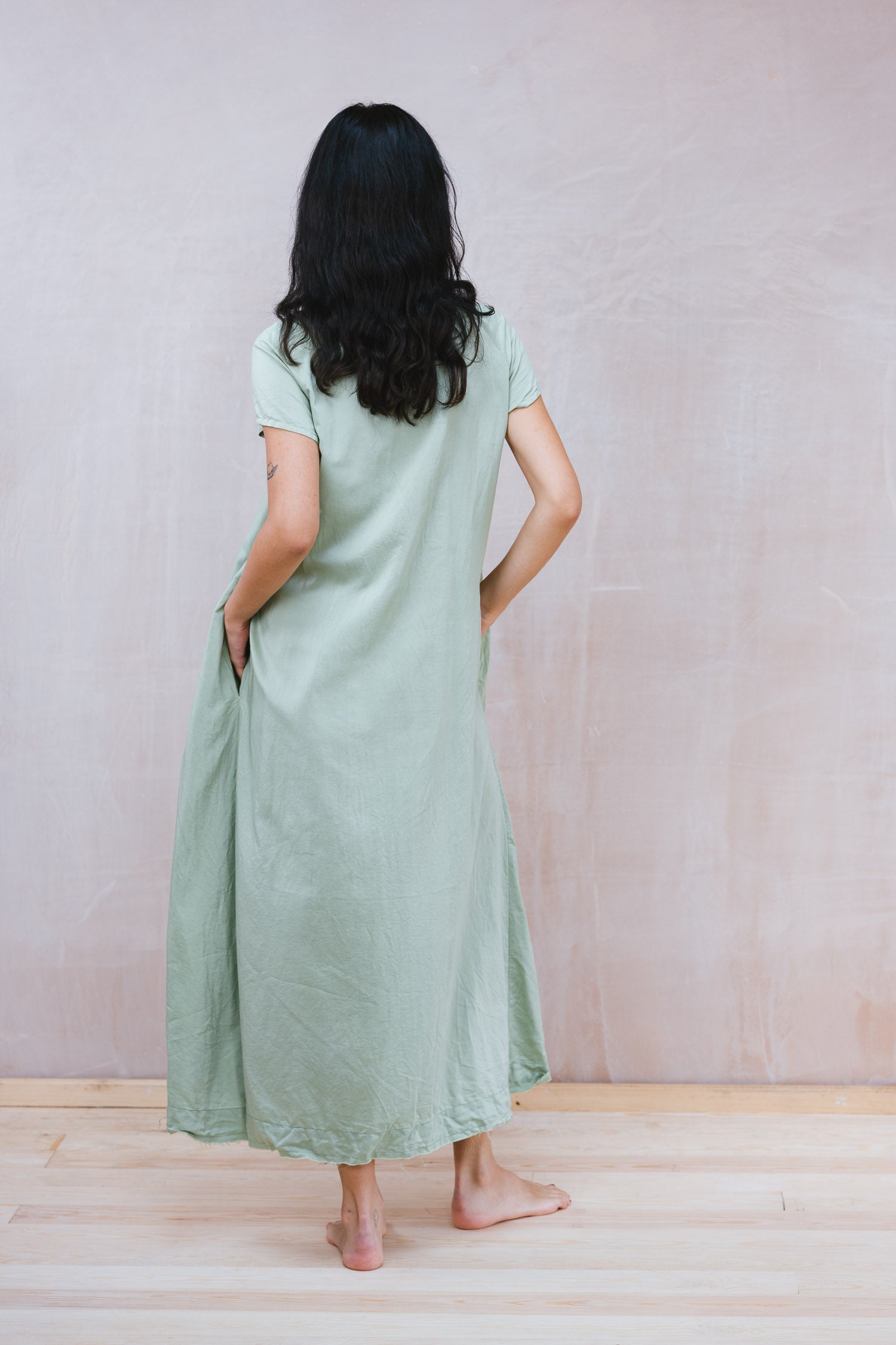 smock dress silk cotton satin