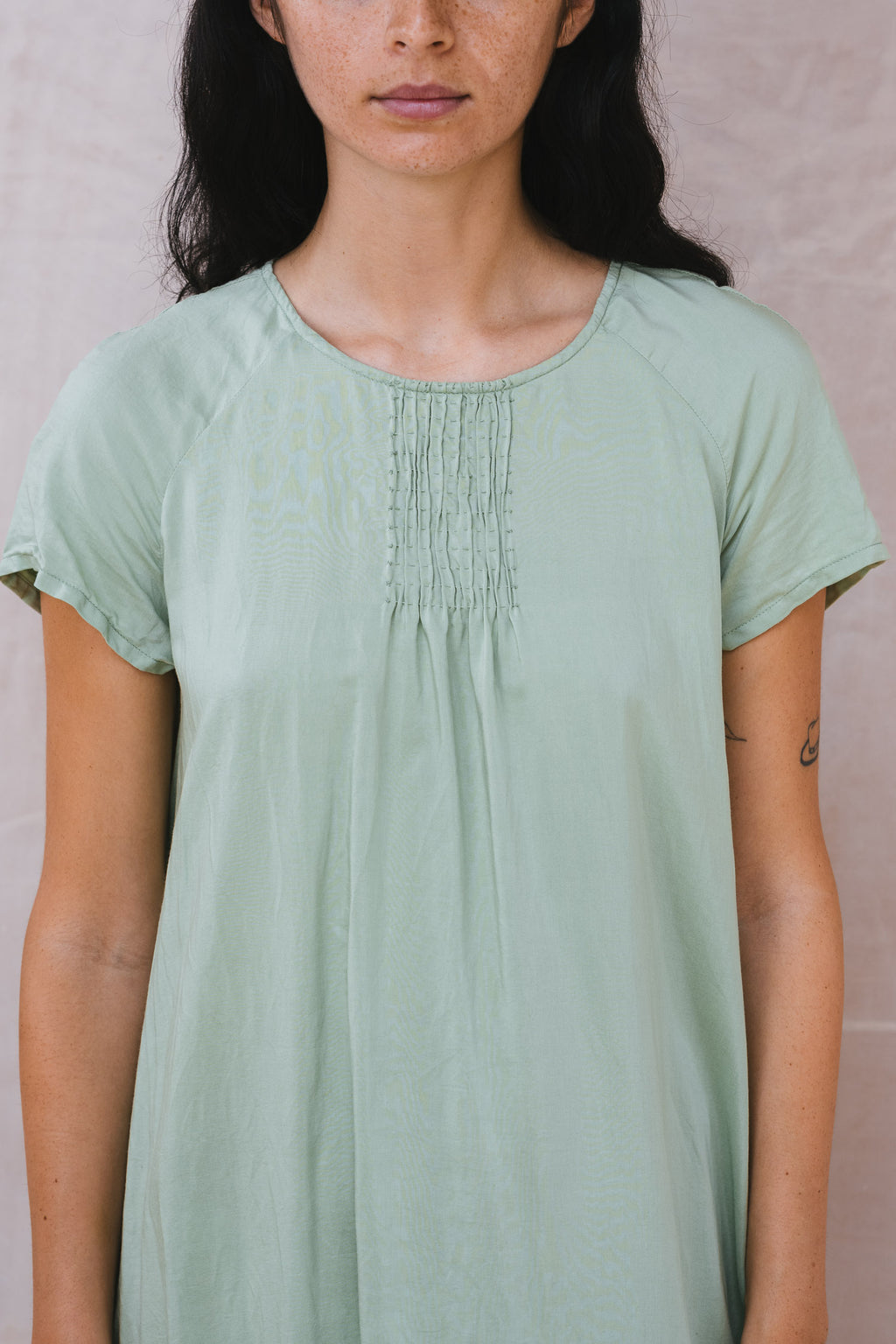 smock dress silk cotton satin