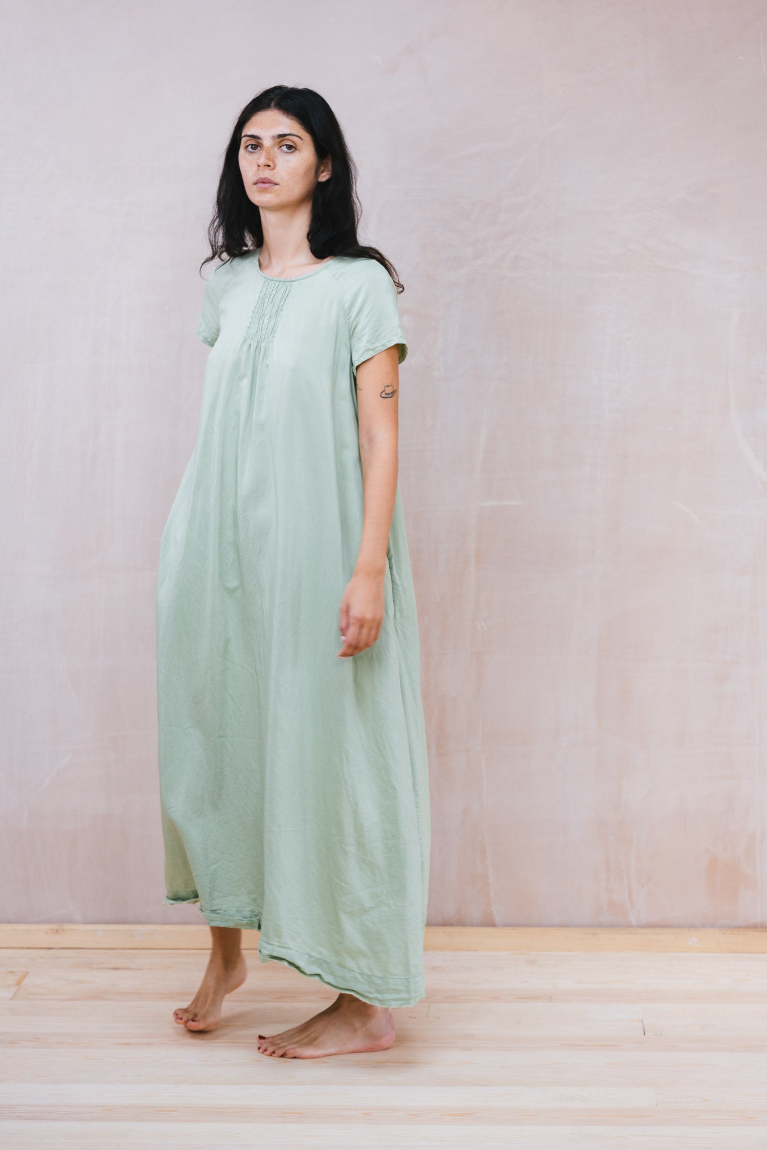 smock dress silk cotton satin