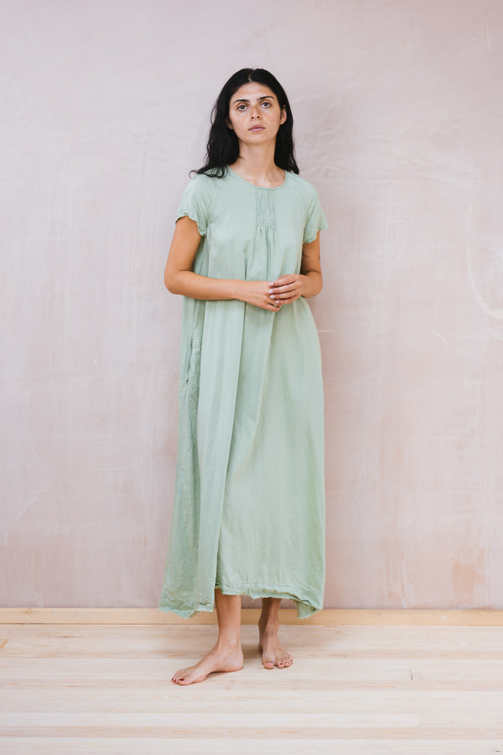 smock dress silk cotton satin