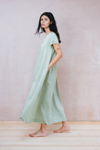 smock dress silk cotton satin