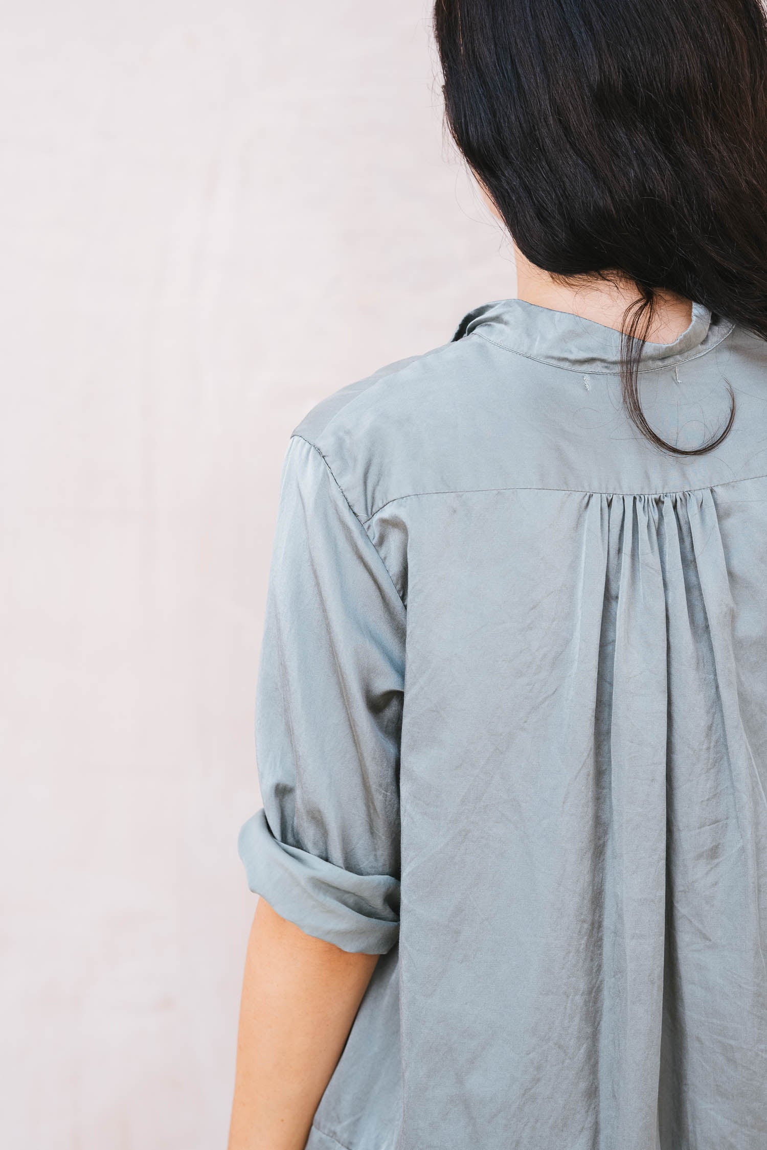 sunny shirt long silk cotton satin