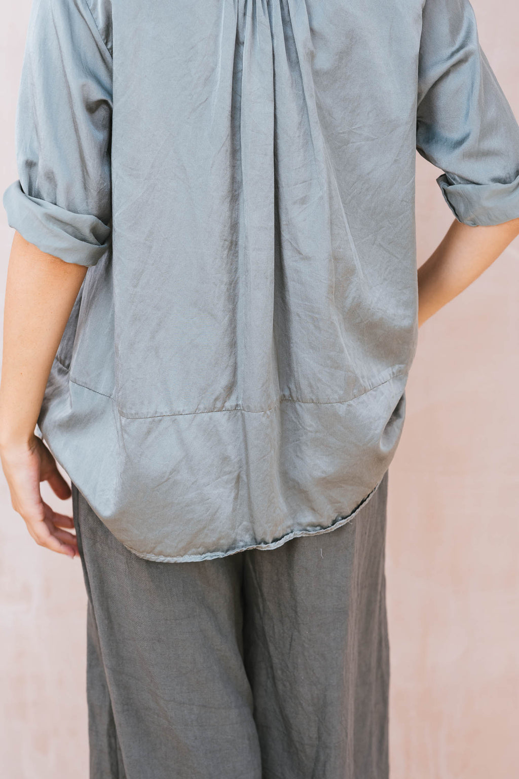 sunny shirt long silk cotton satin