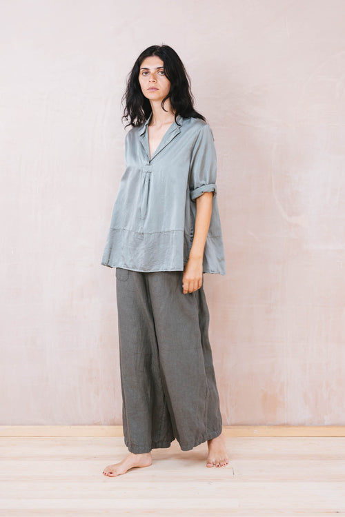 sunny shirt long silk cotton satin