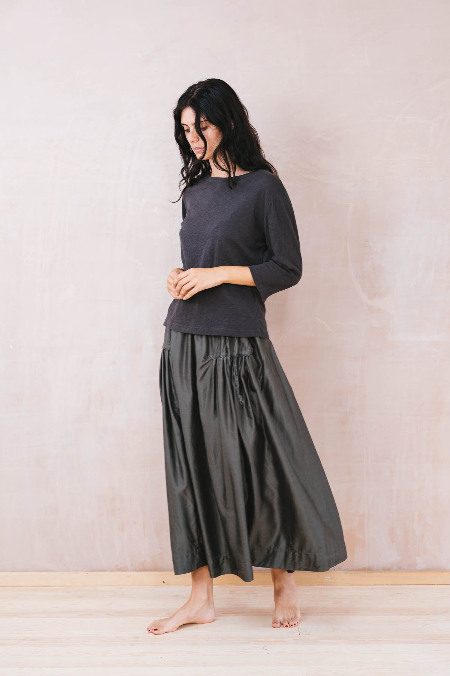 new frida skirt silk cotton satin