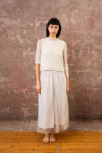 elastic top skirt silk organza print
