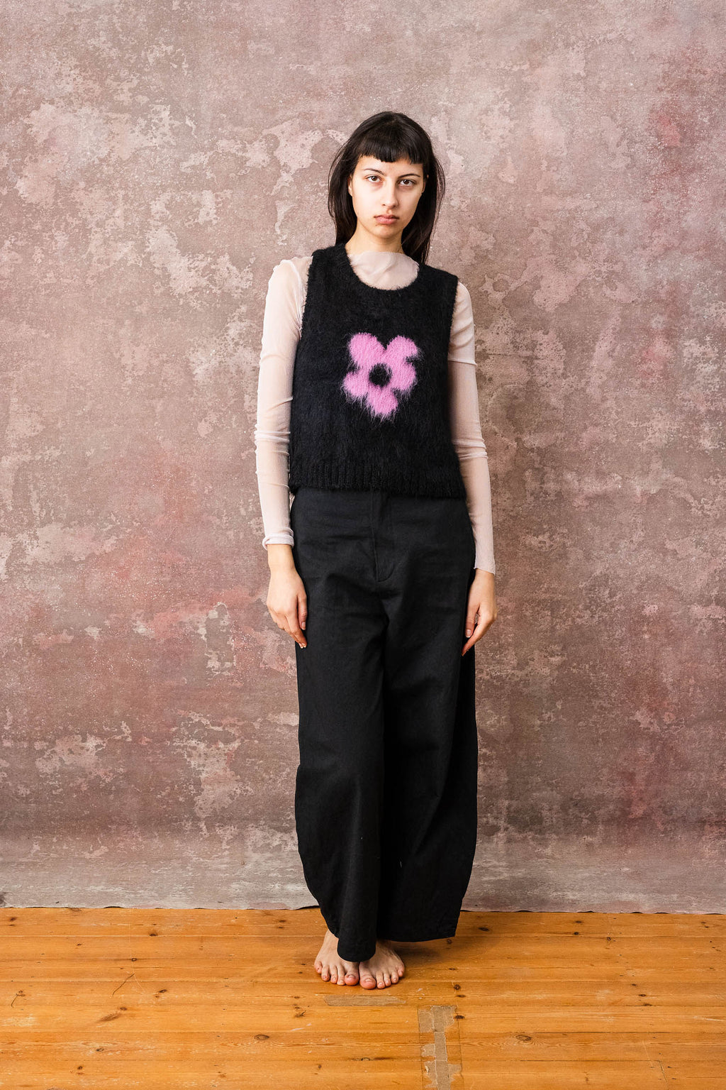 fluffy alpaca flower vest