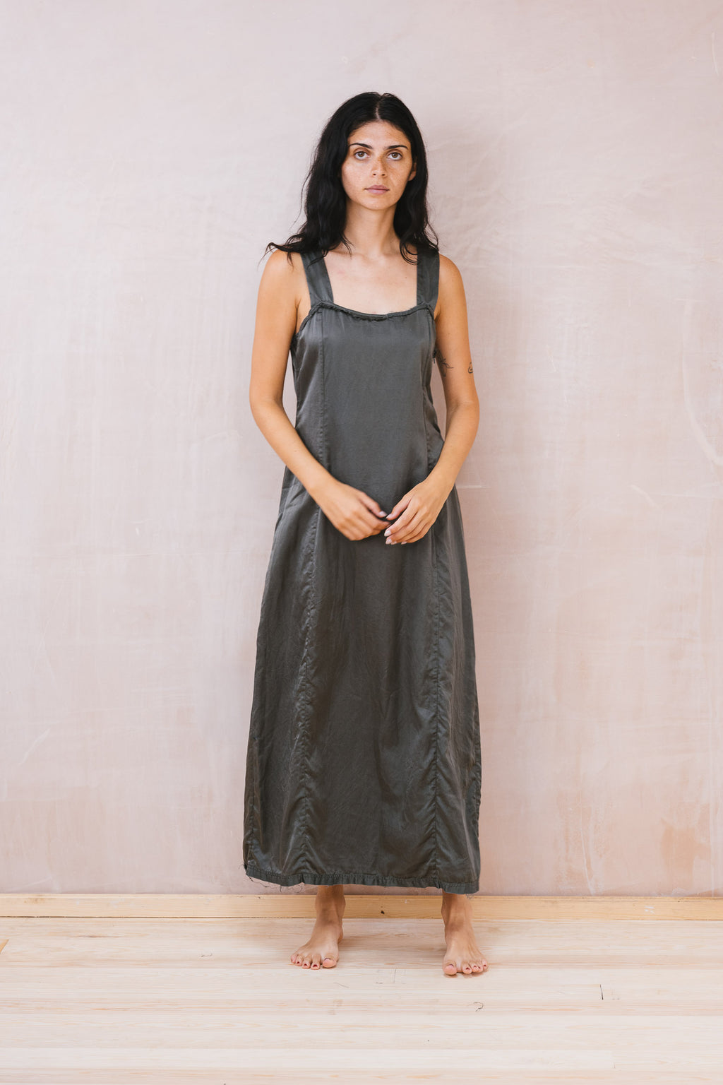 wide strap dress silk cotton satin