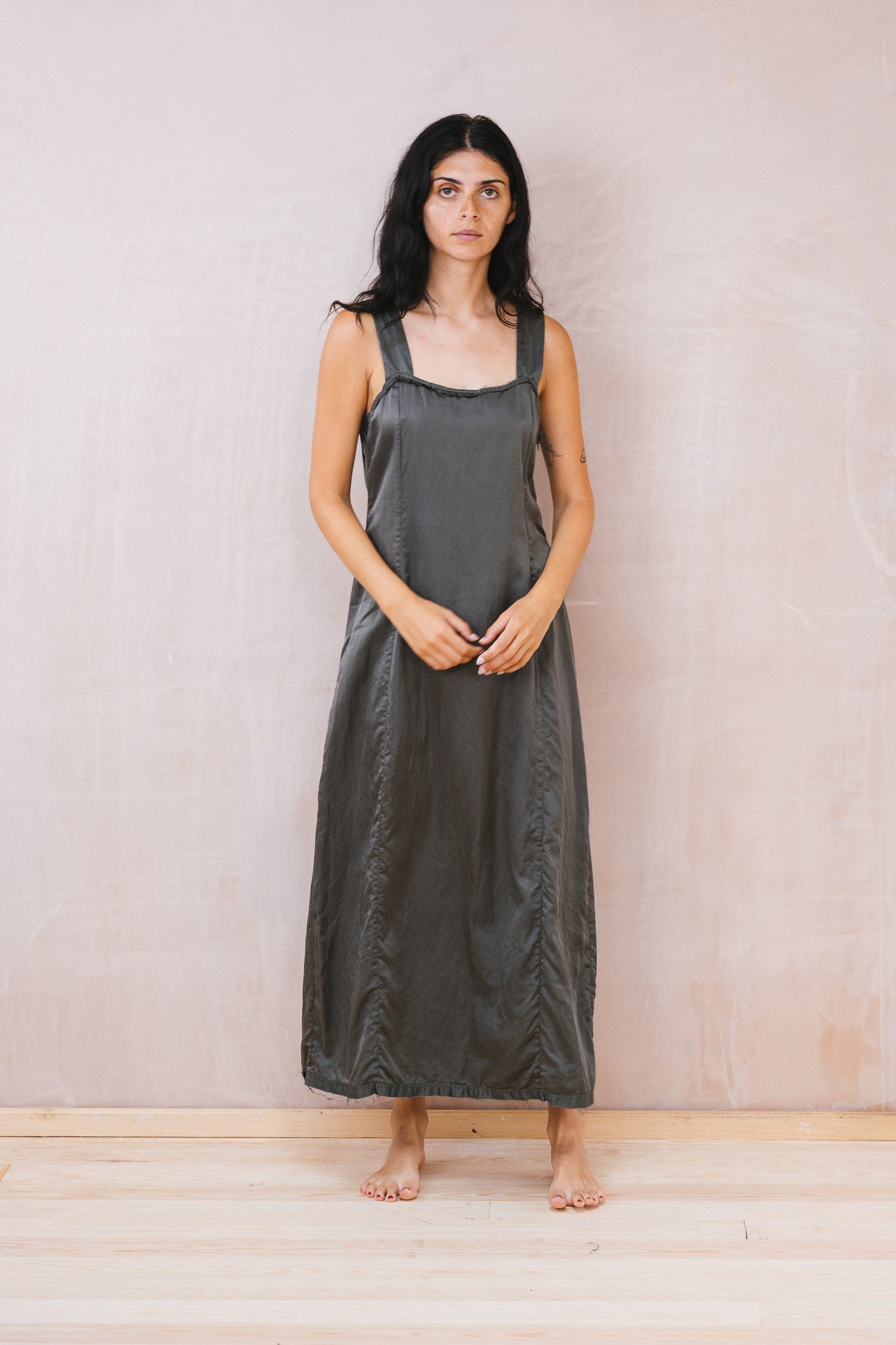 wide strap dress silk cotton satin