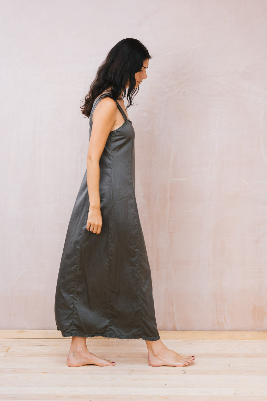 wide strap dress silk cotton satin