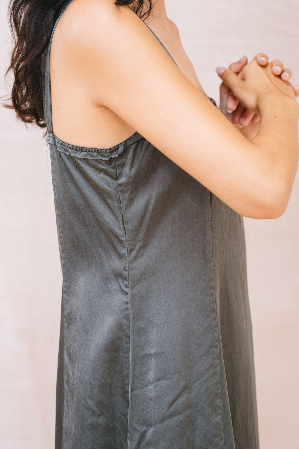 wide strap dress silk cotton satin