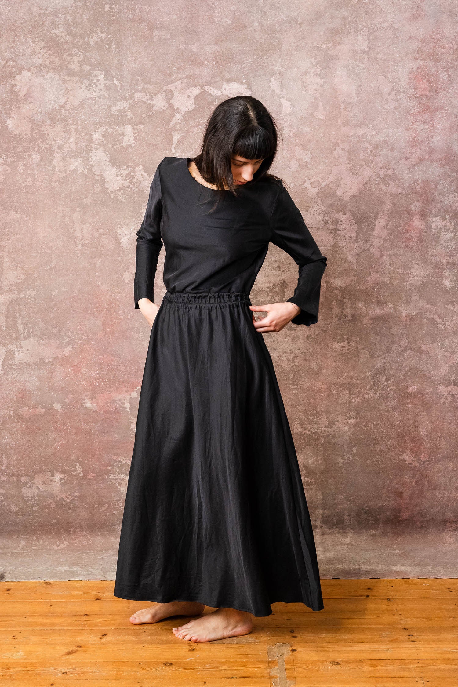 winter bias cut dress silk cotton croccante
