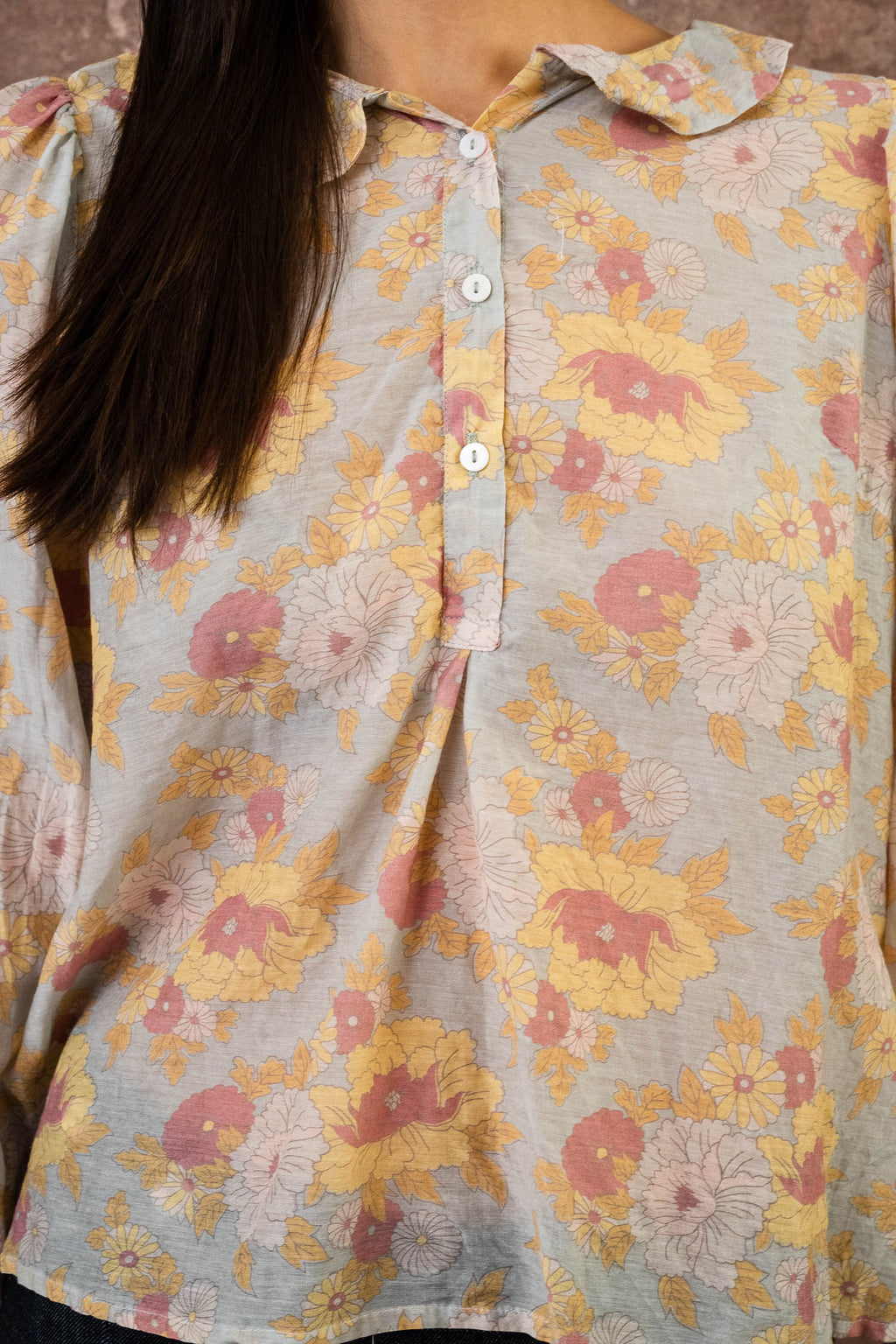 winter sweet blouse silk cotton voile print