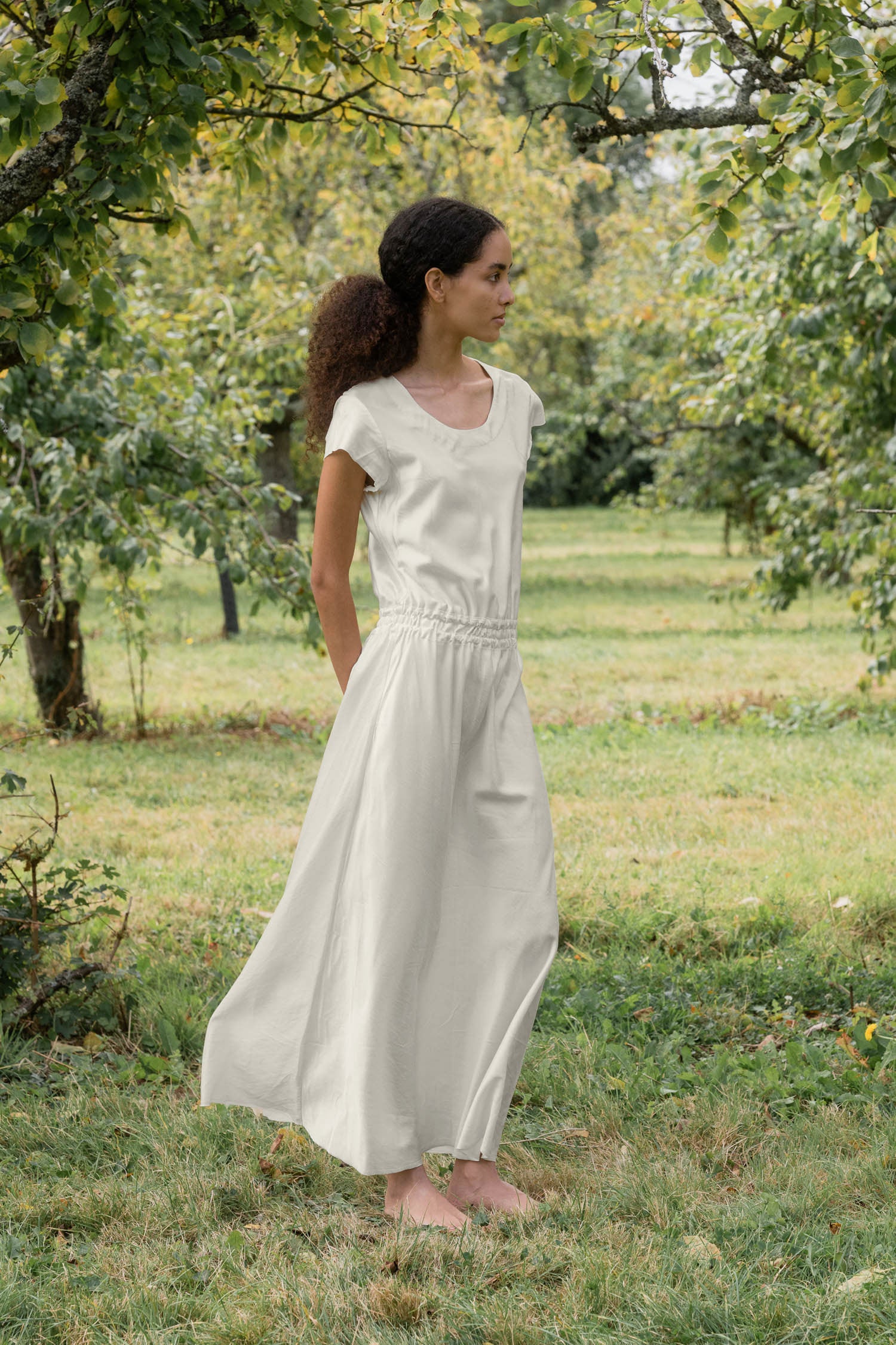 sale bias cut silk cotton satin dress