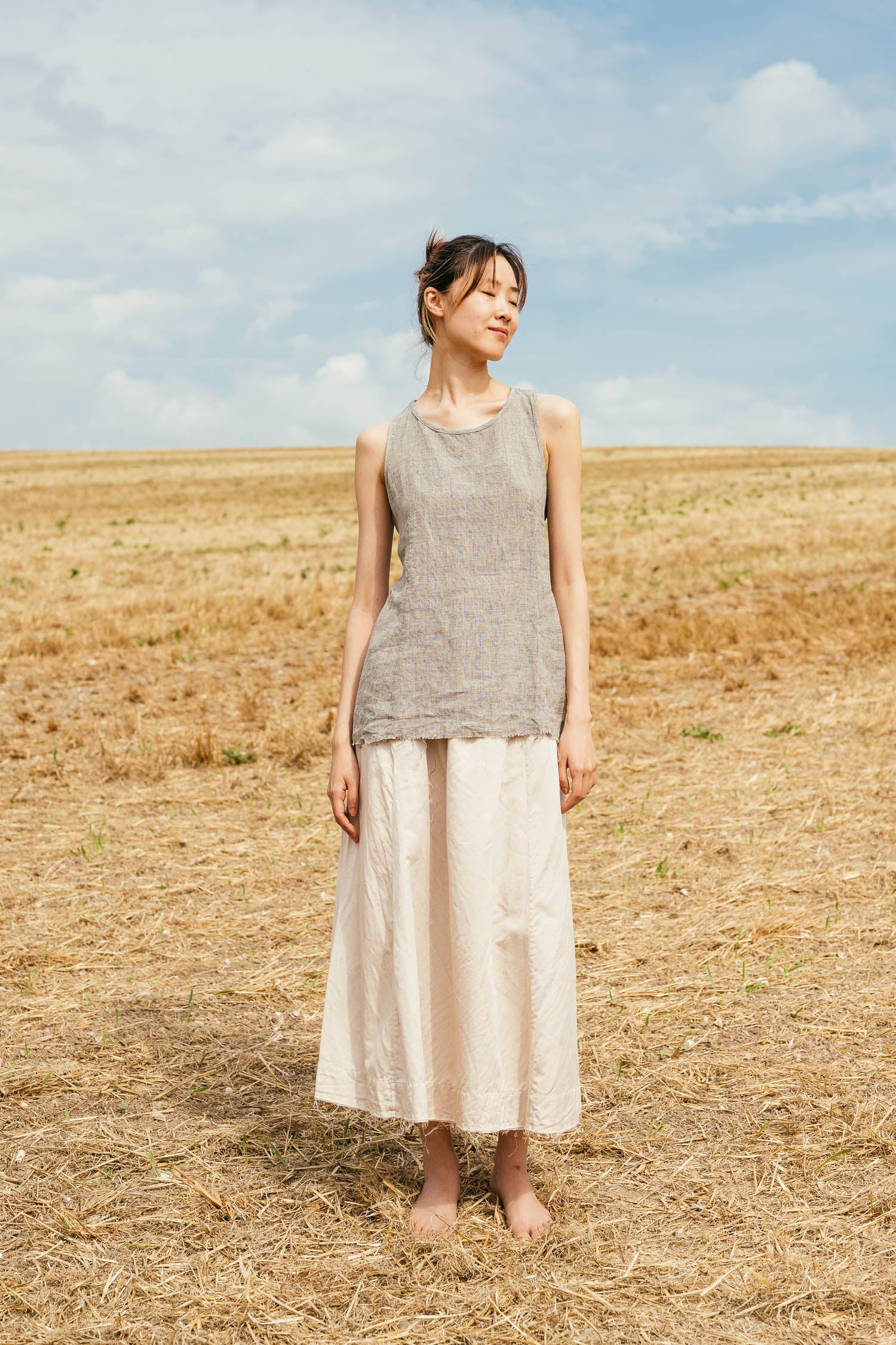 sale apron blouse linen chambray