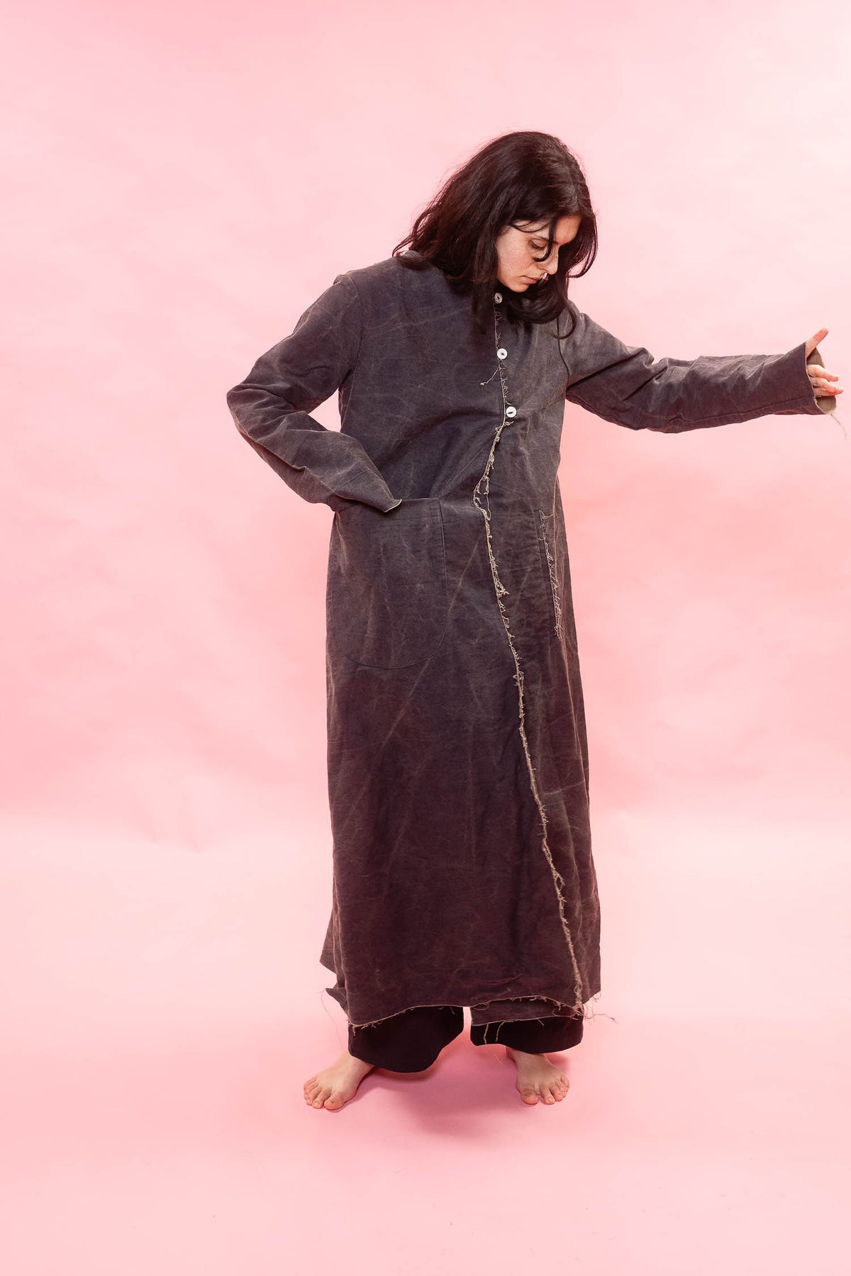 back pleat coat cotton patina