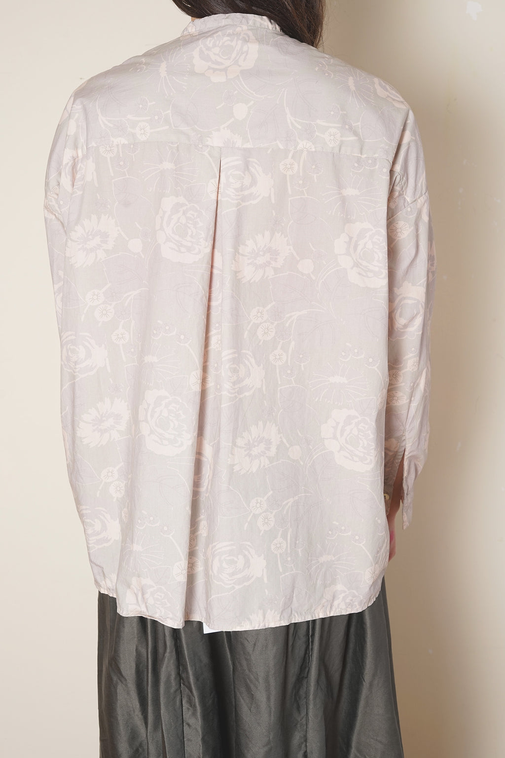 button thru shirt cotton poplin rose print