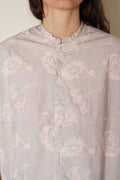 button thru shirt cotton poplin rose print