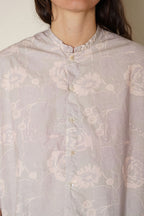 button thru shirt cotton poplin rose print