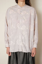 button thru shirt cotton poplin rose print