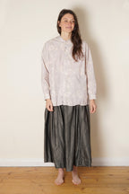 button thru shirt cotton poplin rose print