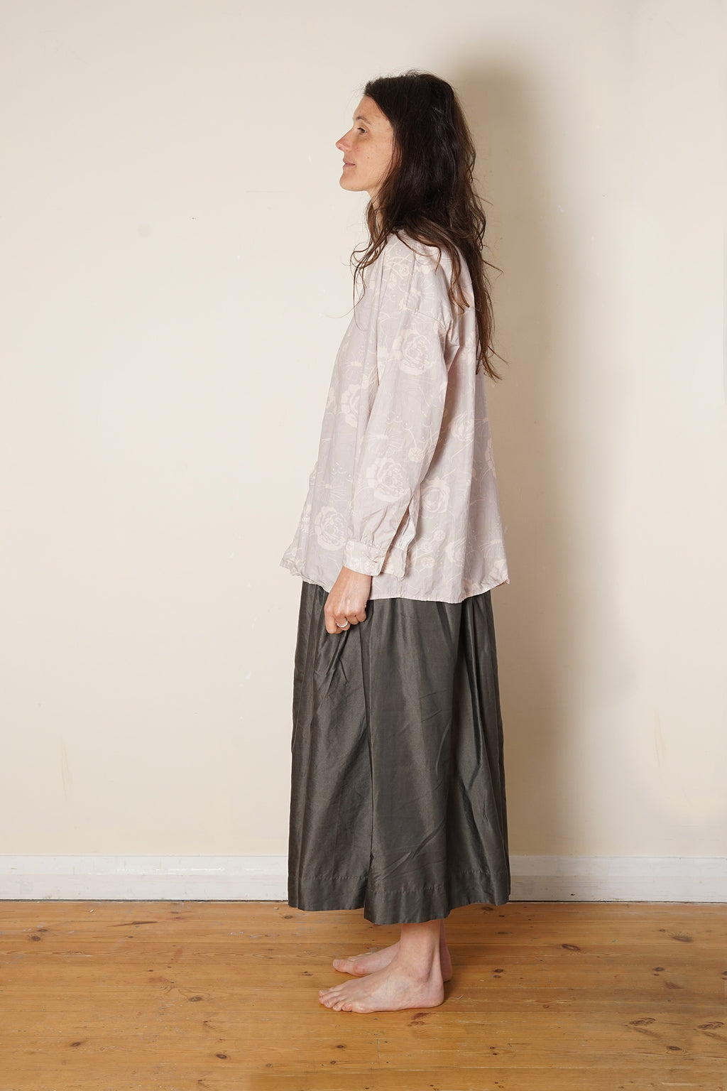 button thru shirt cotton poplin rose print