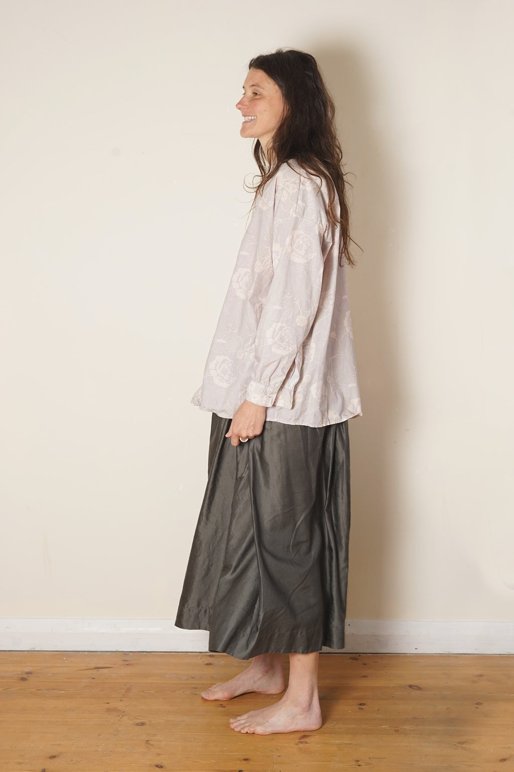 button thru shirt cotton poplin rose print