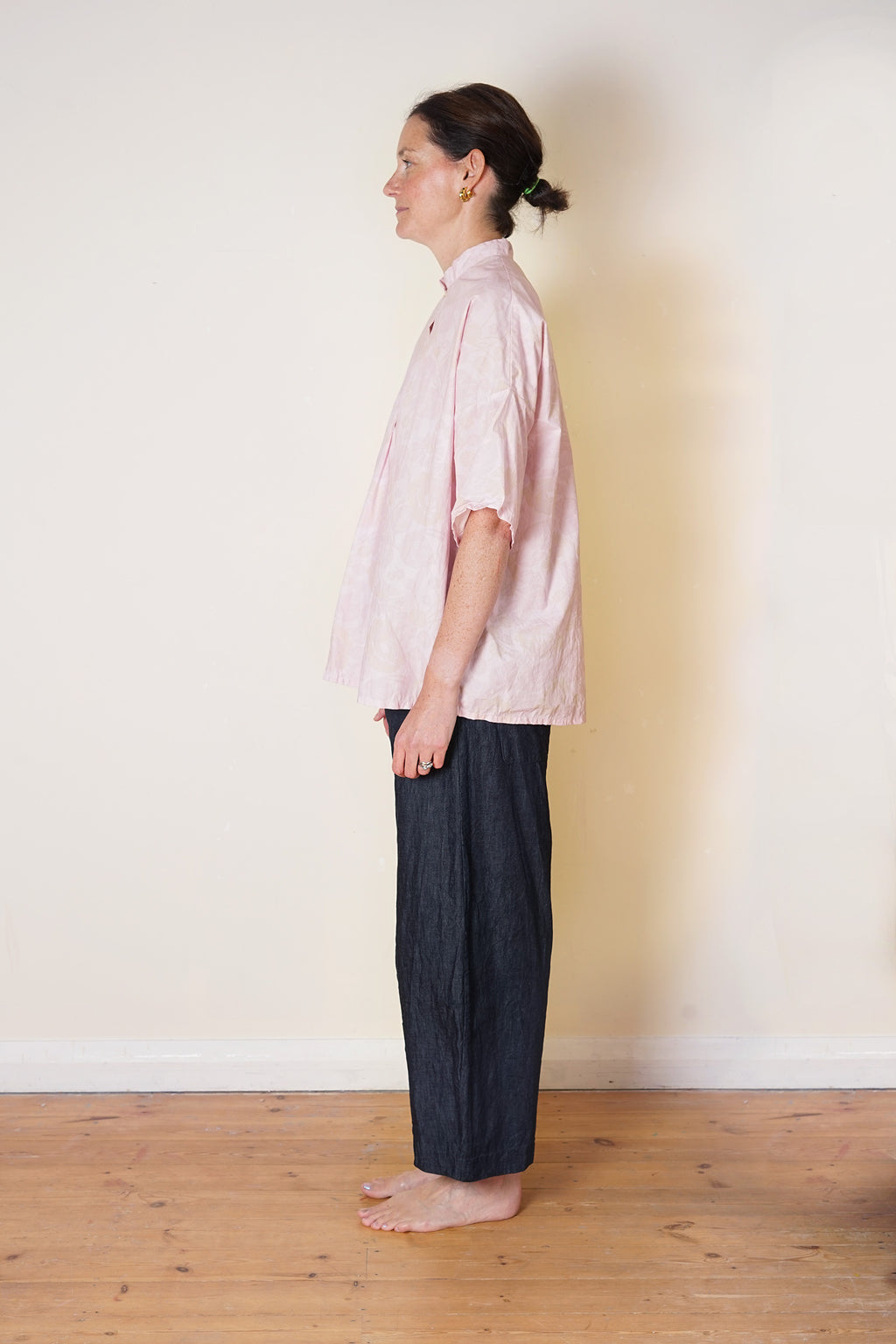 easy shirt rose print cotton poplin