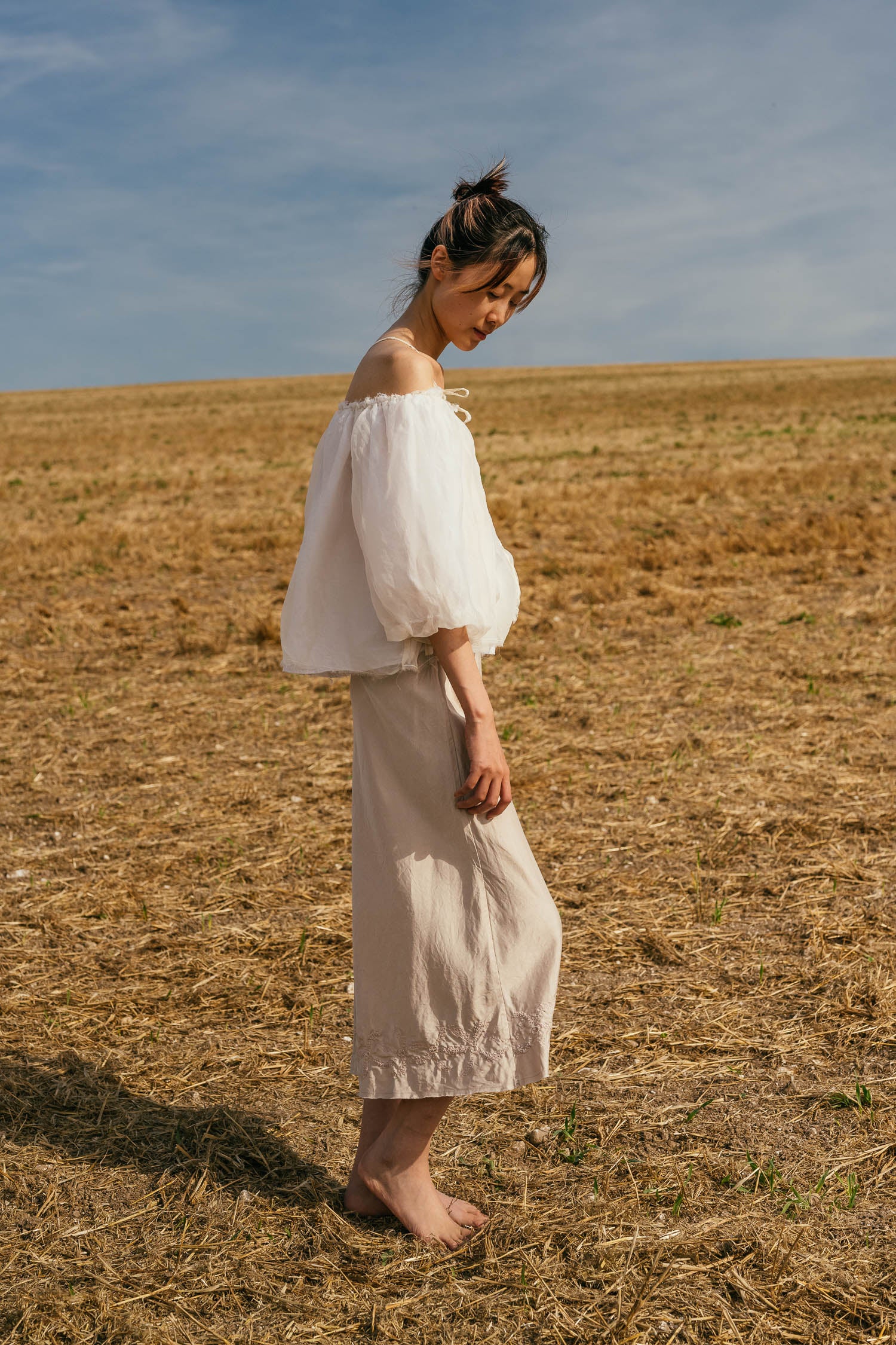 cutwork skirt short bias cut silk cotton satin