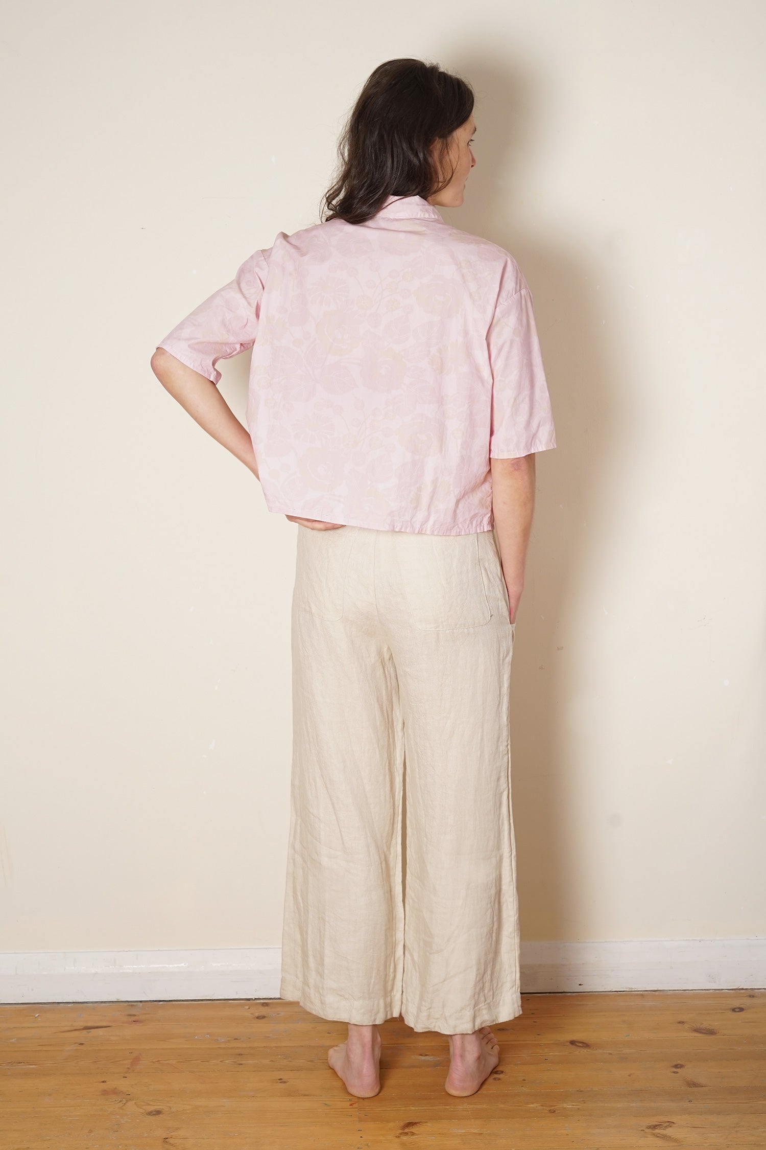 clean new shirt cotton poplin rose print