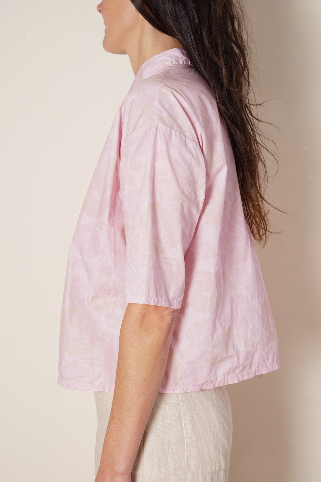 clean new shirt cotton poplin rose print