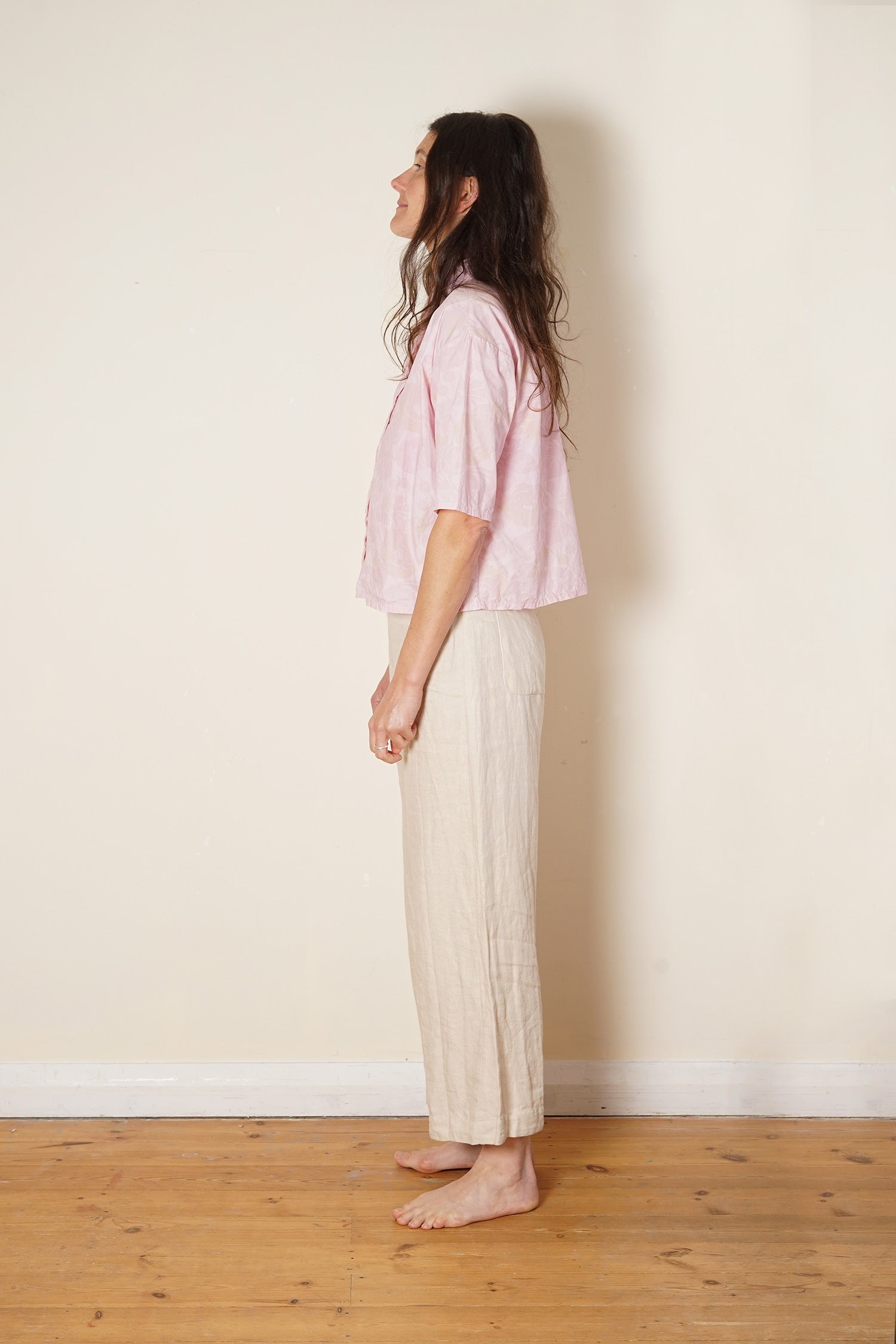 clean new shirt cotton poplin rose print