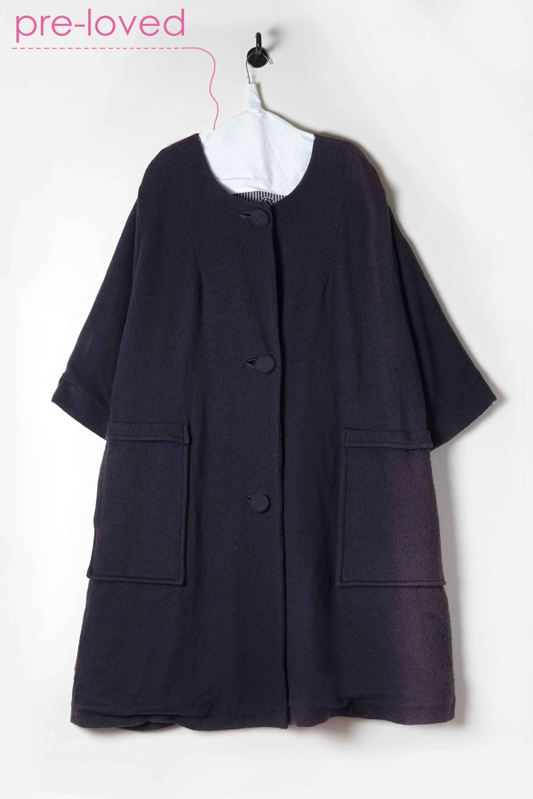 preloved - collarless wool coat