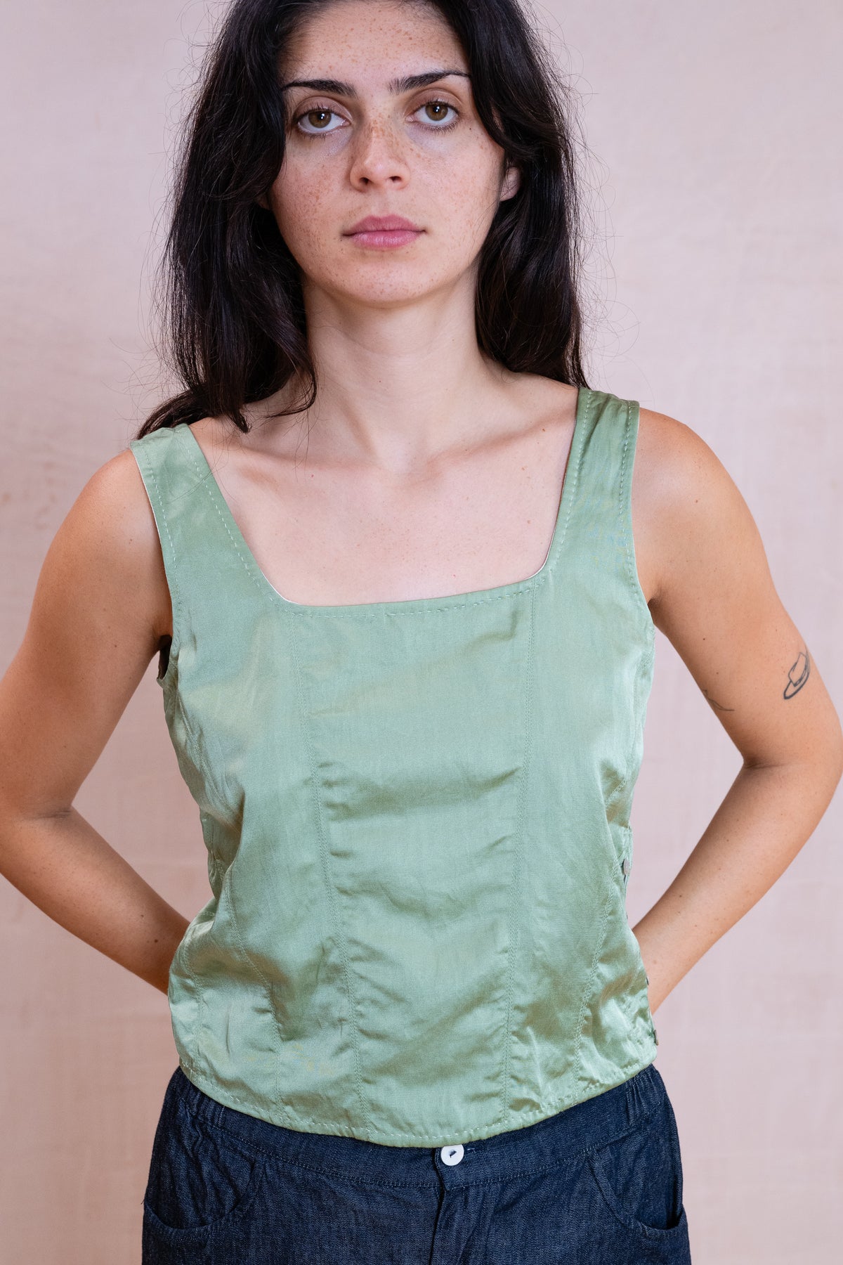 corset top silk cotton satin