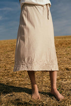cutwork skirt short bias cut silk cotton satin