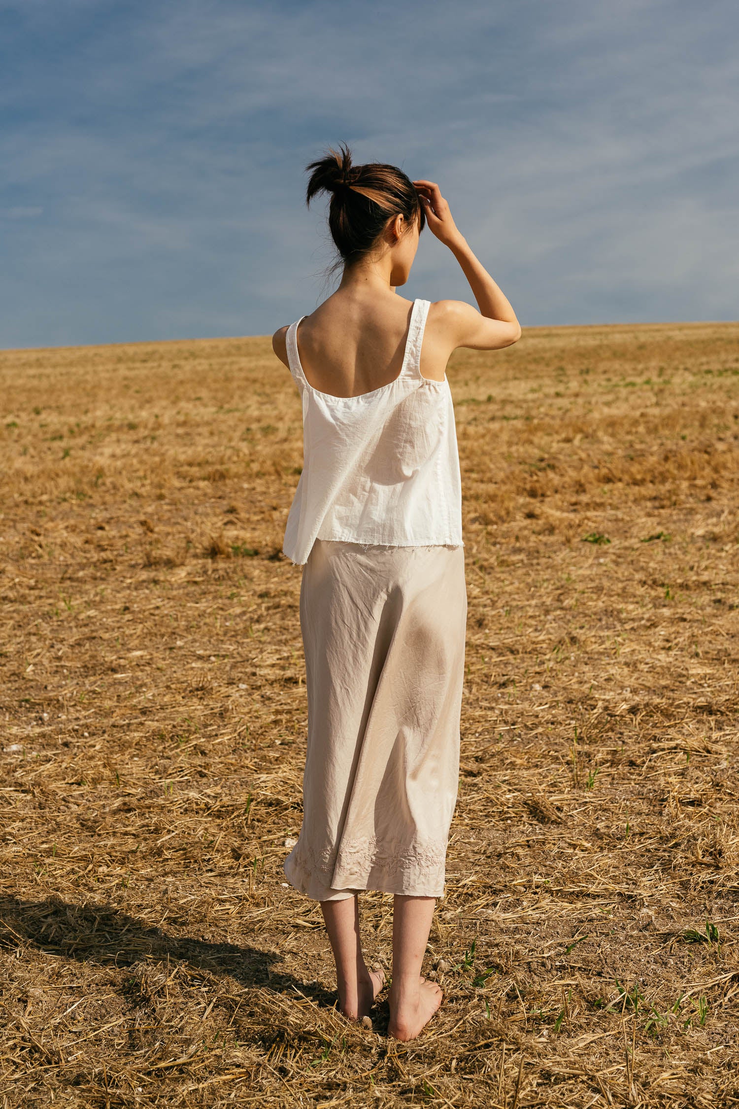 cutwork skirt short bias cut silk cotton satin