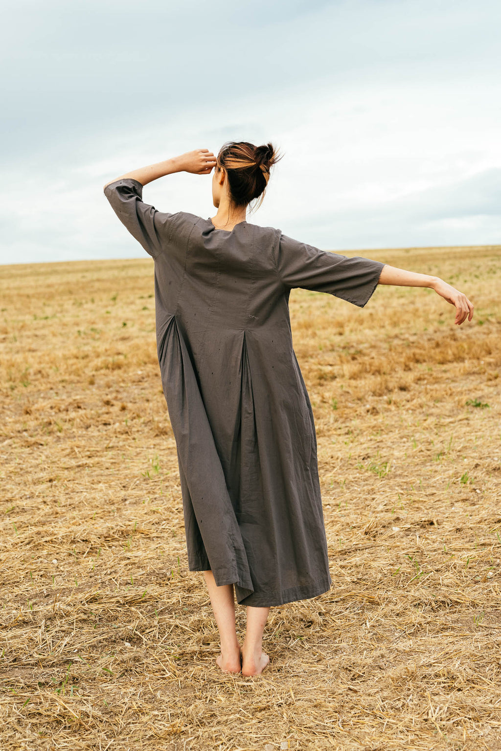sale double pleat dress cotton cambric