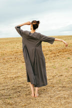 sale double pleat dress cotton cambric