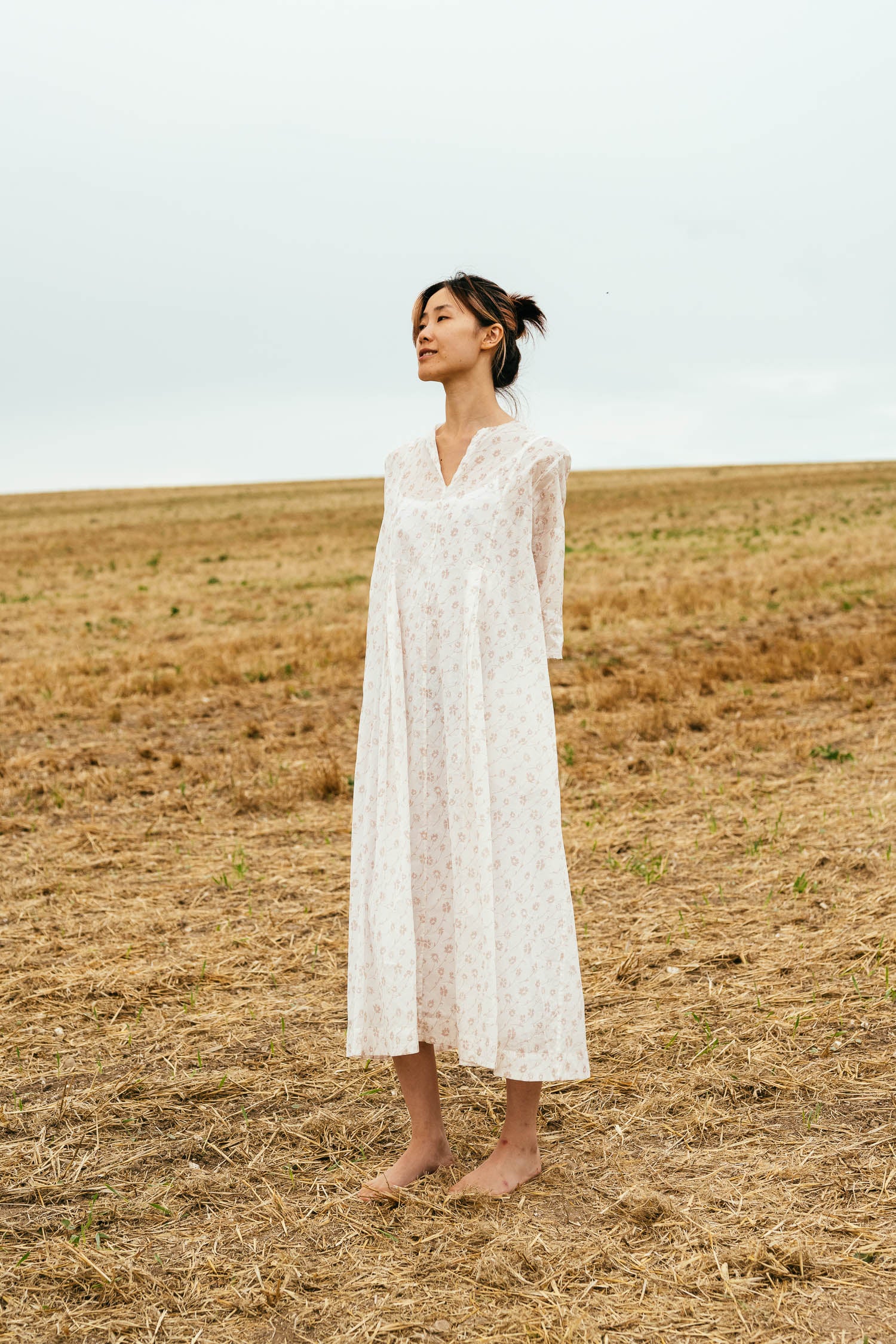 double pleat dress printed
