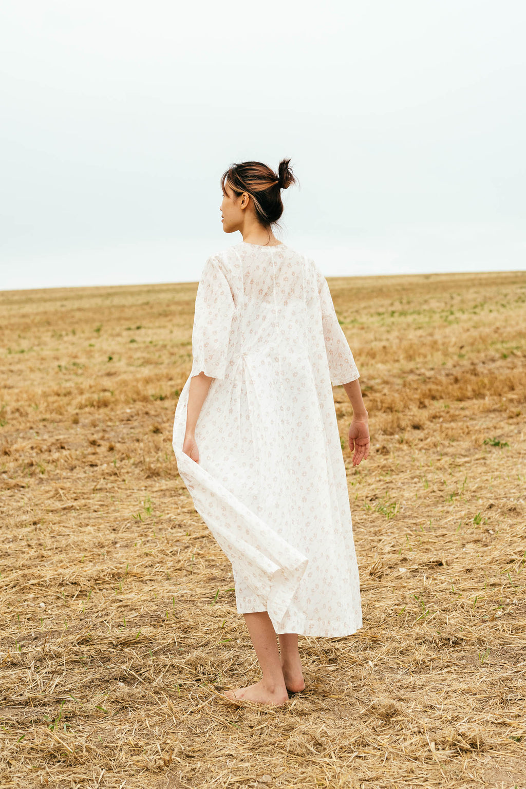 double pleat dress printed
