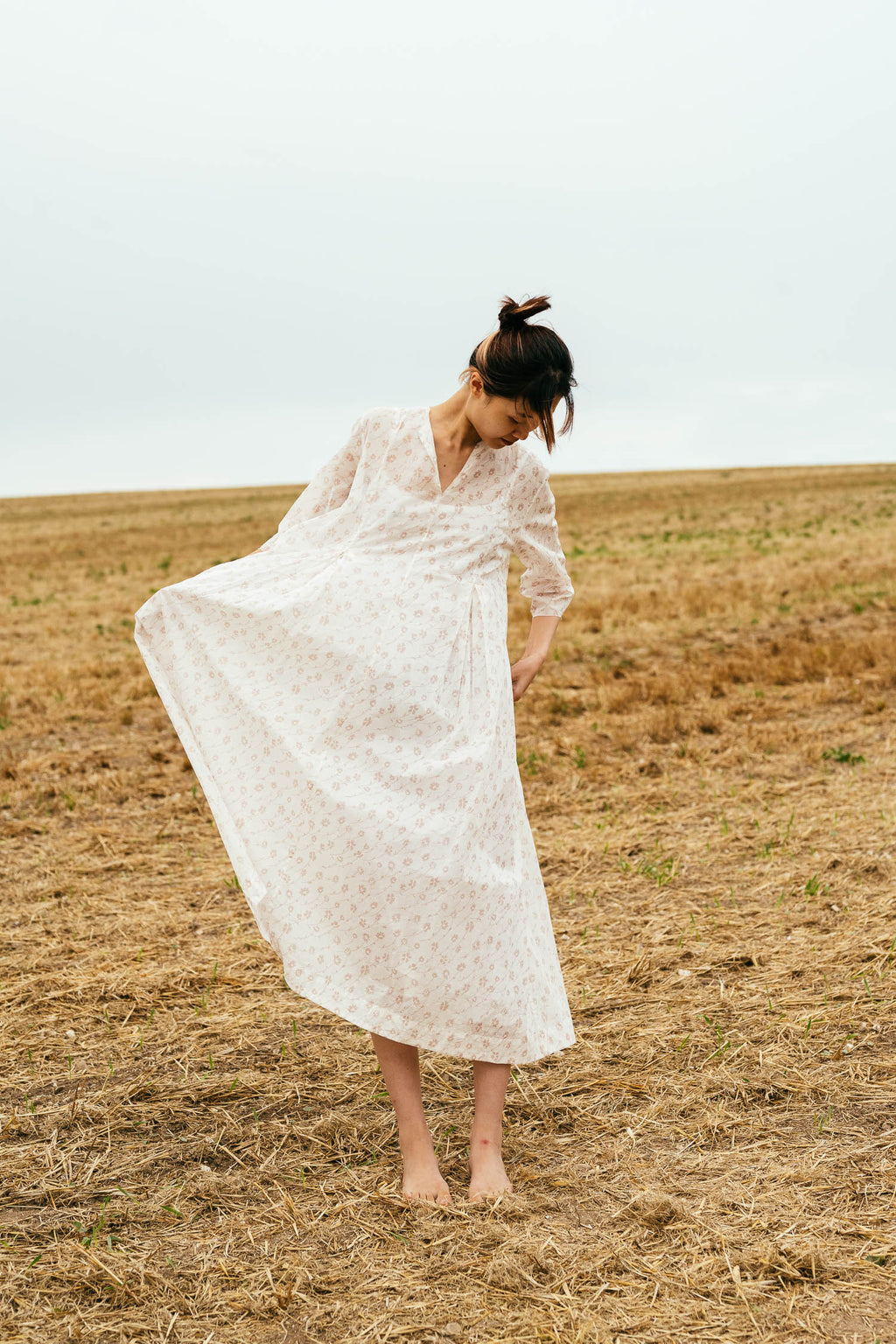 double pleat dress printed