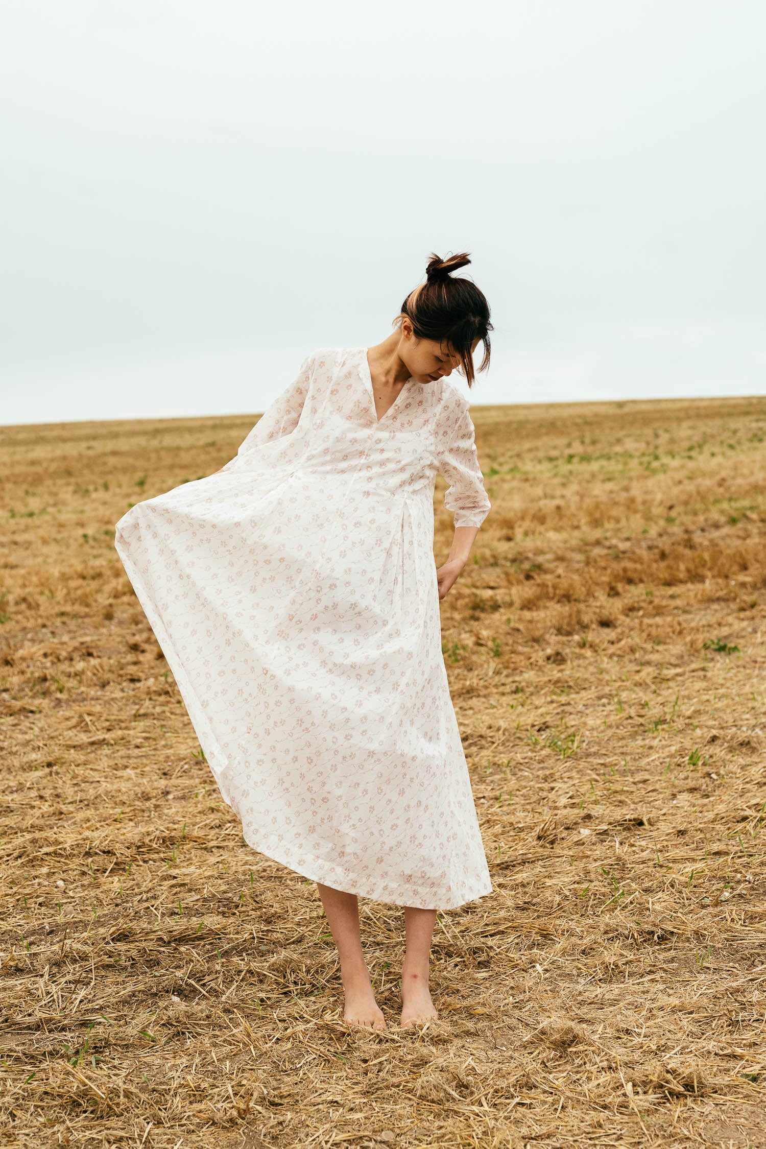 double pleat dress printed