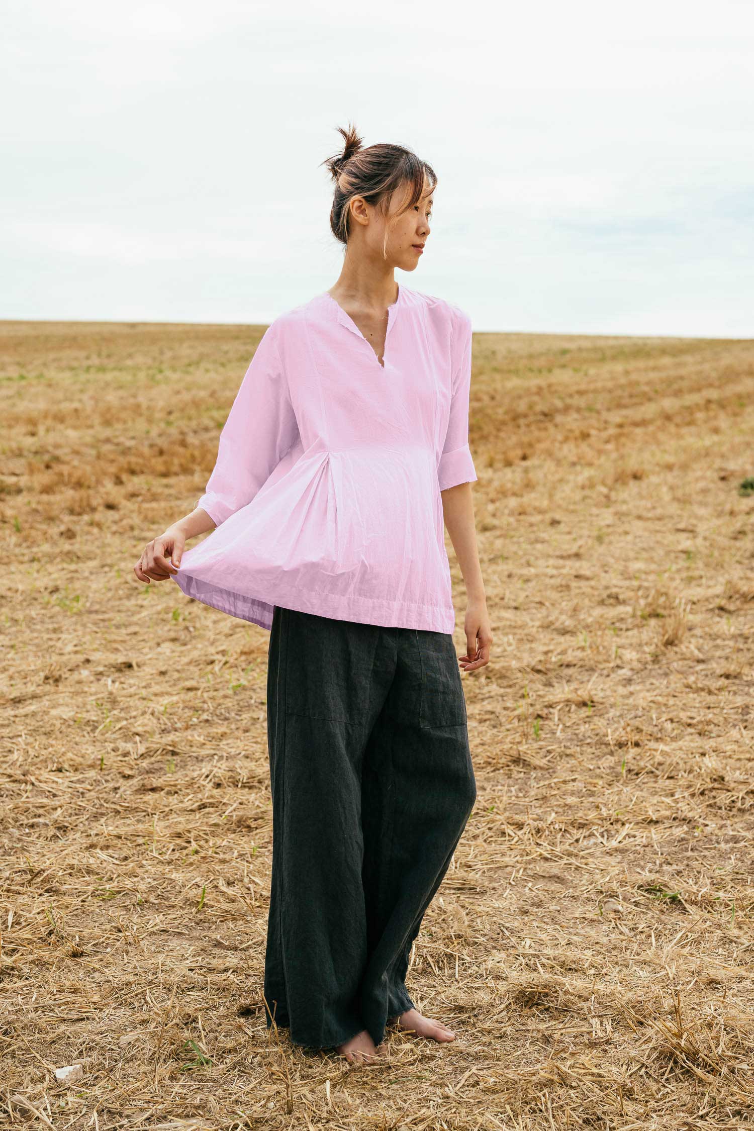 sale double pleat top cotton